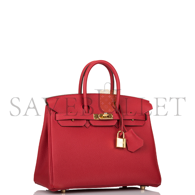 HERMÈS BIRKIN 25 TOGO ROUGE CASAQUE GOLD HARDWARE (25*20*13cm) 